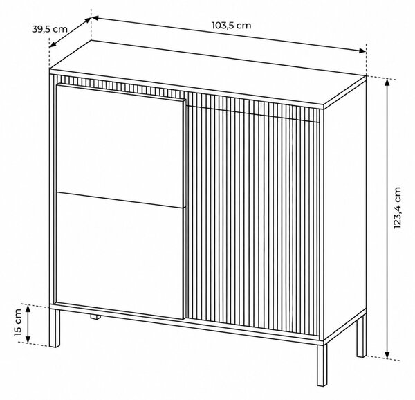 VYSOKÁ KOMODA RAYMOND 3D KAŠMÍR MATNÝ 104 cm