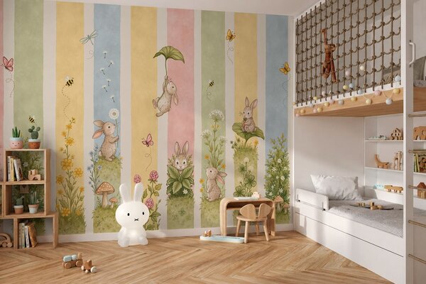 Tapety Lúčni priatelia na prúžkoch, Fototapety zvieratá, w05730 : Uwalls.sk