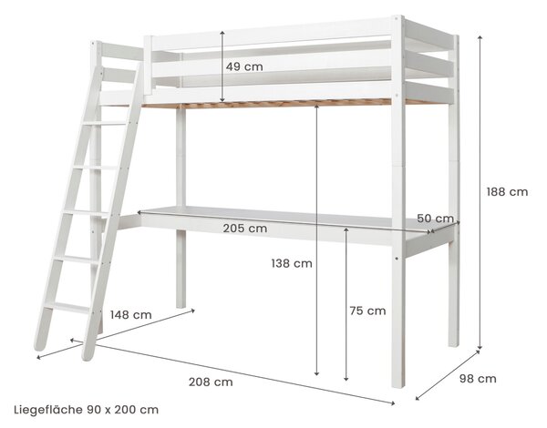 VYVÝŠENÁ POSTEĽ, 90/200 cm biela MID.YOU - Detské izby, Online Only