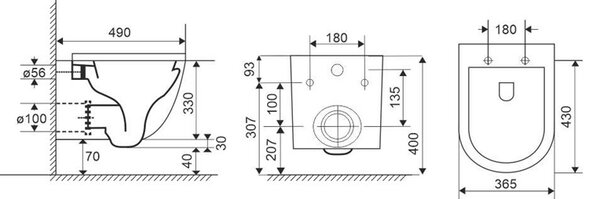 Mereo, WC závesné kapotované, Smart Flush RIMLESS, 495x360x370, keramické, vr. sedátka CSS115SN, MER-VSD82T2