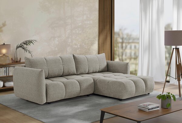 ROZKLADACIA ROHOVÁ SEDAČKA, plast, textil, kompozitné drevo, mokka Livetastic - Online Only obývacie izby, Online Only