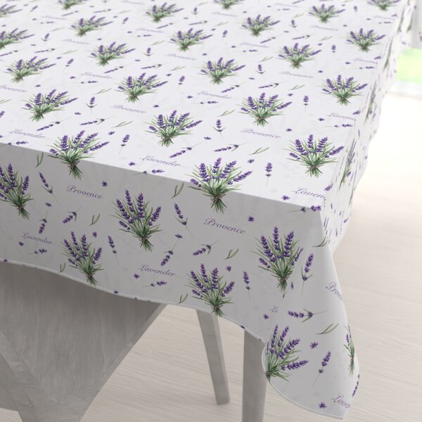 Biante Dekoračný obdĺžnikový obrus Rongo RGP-508 Vetvičky levandúľ Provence na bielom 50x100 cm