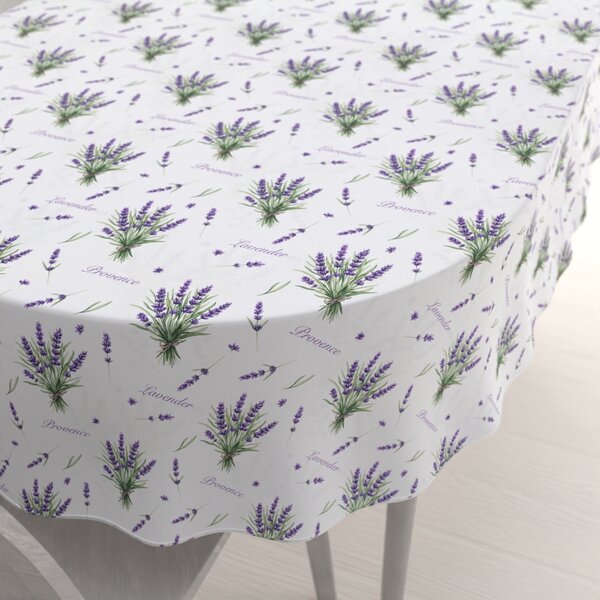 Biante Dekoračný oválny obrus Rongo RGP-508 Vetvičky levandúľ Provence na bielom 50x100 cm