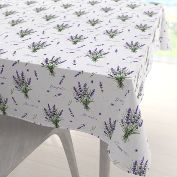 Biante Dekoračný štvorcový obrus Rongo RGP-508 Vetvičky levandúľ Provence na bielom 40x40 cm