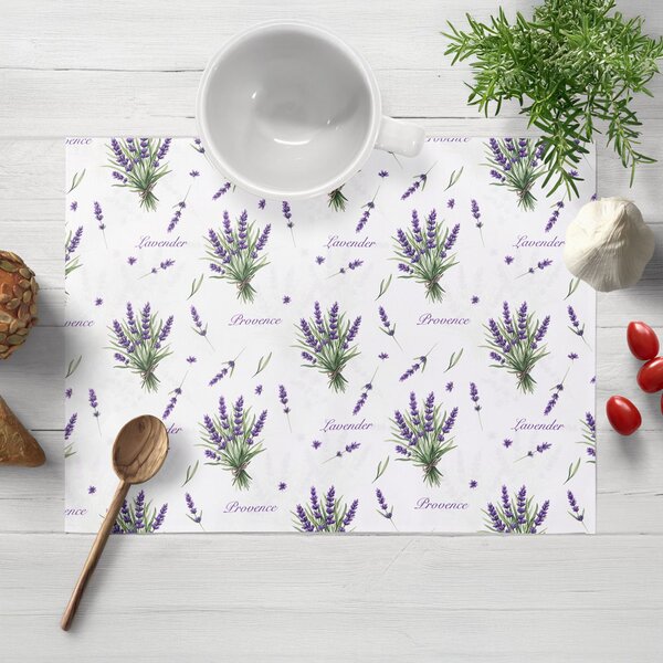 Biante Dekoračné prestieranie na stôl Rongo RGP-508 Vetvičky levandúľ Provence na bielom 30x40 cm