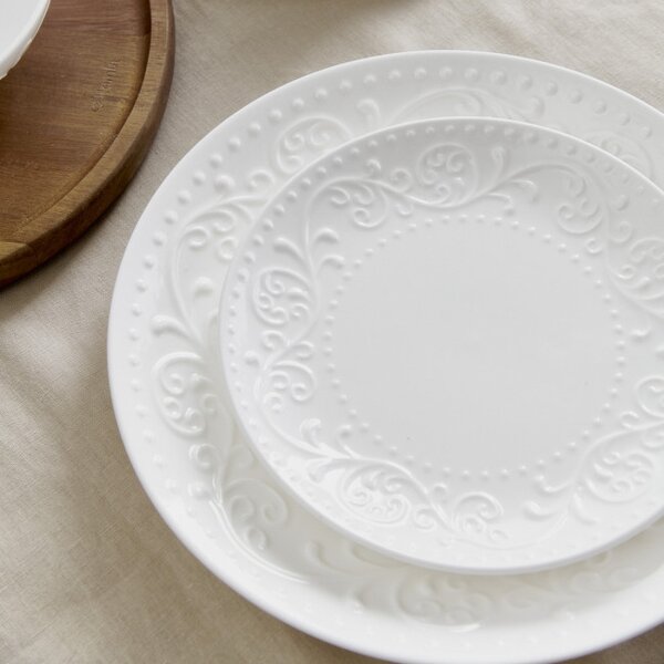 Dezertný tanier SYLIA biely s ornamentom SS23 844015