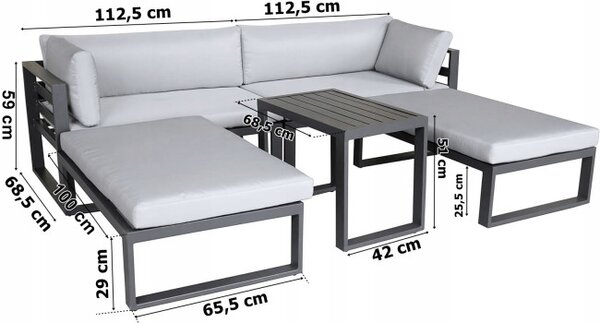Set záhradného nábytku SANTO sivý / čierny