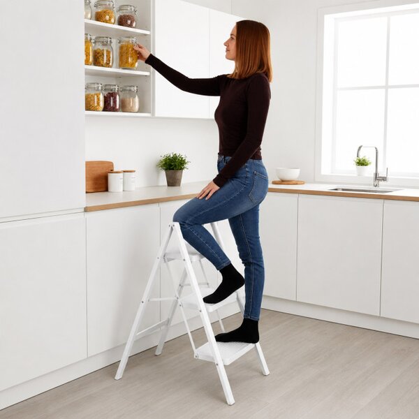 Skladacie schodíky EASYSTEP 3-stupňové biele