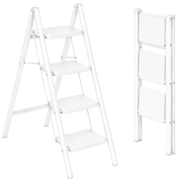Skladacie schodíky EASYSTEP 4-stupňové biele