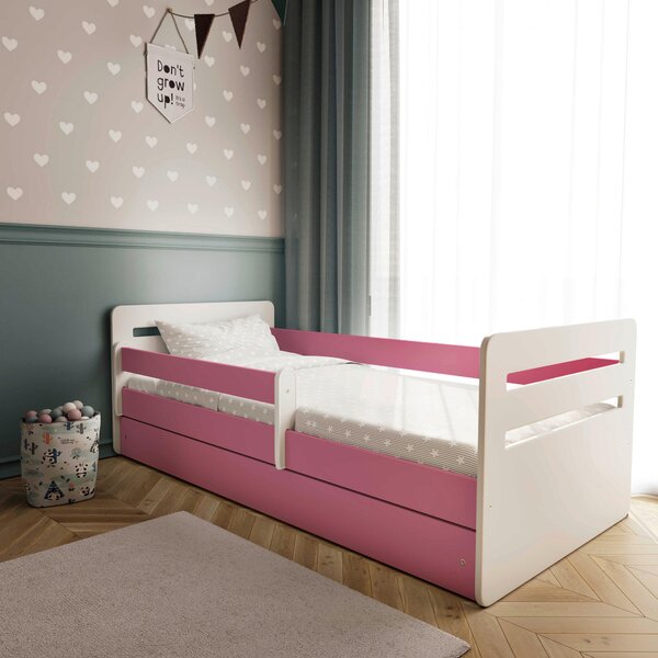 POSTEĽ PRE DETI A MLÁDEŽ 80/180 cm, biela, pink MID.YOU - Detské izby, Online Only
