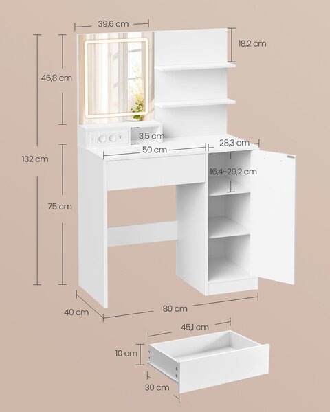 TOALETNÝ STOLÍK, 80/120/40 cm Boxxx - Predsieňové programy, Online Only
