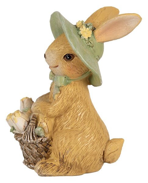 Dekorácia veľkonočný zajačik s košíčkom - 8*6*11 cm - Clayre & Eef