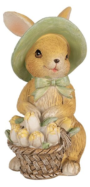 Dekorácia veľkonočný zajačik s košíčkom - 8*6*11 cm - Clayre & Eef