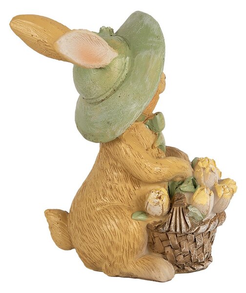Dekorácia veľkonočný zajačik s košíčkom - 8*6*11 cm - Clayre & Eef