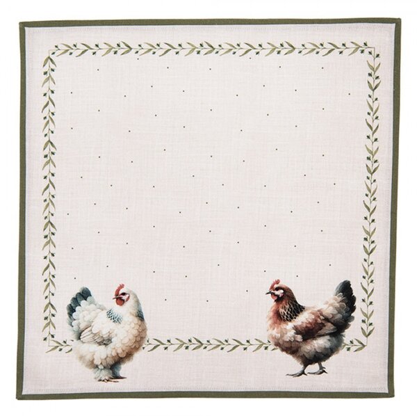 6ks béžový obrúsok so sliepočkami Barnyard Chicken - 40*40 cm - Clayre & Eef