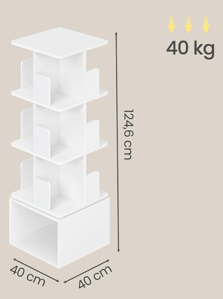 OTOČNÝ REGÁL, biela, 40/124,6/40 cm Boxxx - Kancelárske regály, Online Only
