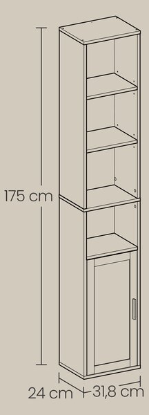 REGÁL, biela, 31,8/175/24 cm Boxxx - Online Only drobný nábytok, Online Only