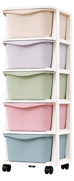 Regál na kolieskach so zásuvkami TONES 97x36x36 cm, farebný