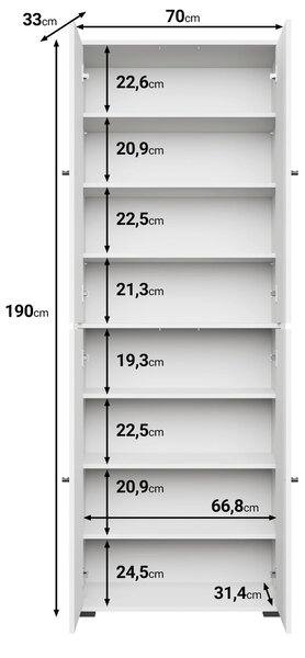 SKRINKA NA TOPÁNKY, čierna, 70/190/33 cm P & B - Online Only drobný nábytok, Online Only
