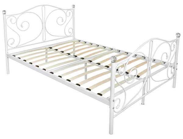Kovová posteľ s kryštálmi Drystan (biela) (90x200cm). Vlastná spoľahlivá doprava až k Vám domov. 1060505