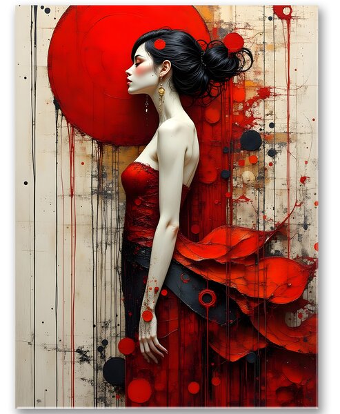 Ticho elegancie v červenom víre 30x40cm