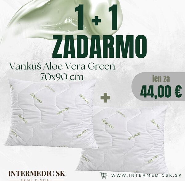 1+1 ZADARMO Vankúš Aloe Vera Green 70x90 cm – hypoalergénny (2 ks)