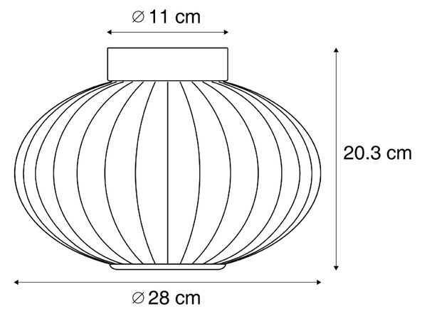 Dizajnové stropné svietidlo čierne 28 cm s fialovým sklom vrátane LED 3-stupňové stmievateľné - Margherite