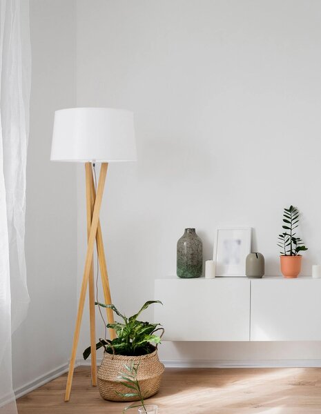 Drevená stojaca lampa Salino A 50 Drevo – Hnedá