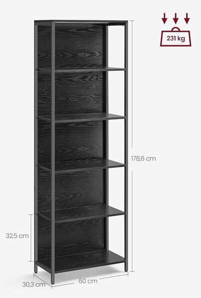 REGÁL, čierna, oceľ, 60/178,6/30,3 cm Boxxx - Regály, Online Only