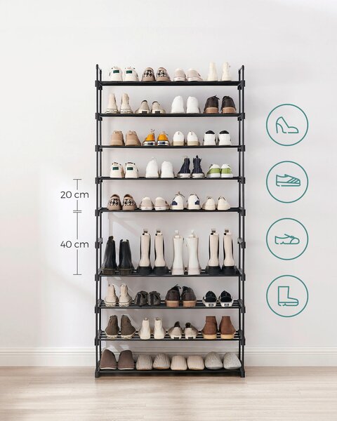 REGÁL NA TOPÁNKY, čierna, 92/194/30 cm - Online Only drobný nábytok, Online Only