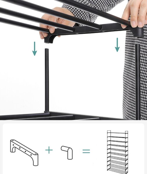 REGÁL NA TOPÁNKY, čierna, 92/194/30 cm - Online Only drobný nábytok, Online Only
