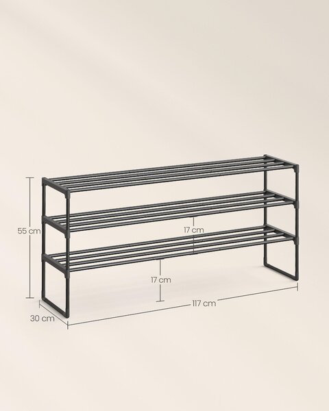 REGÁL NA TOPÁNKY, čierna, 117/55/30 cm - Online Only drobný nábytok, Online Only