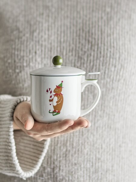 Kameninový hrnček Valentin Green se sítkem a pokličkou 300 ml