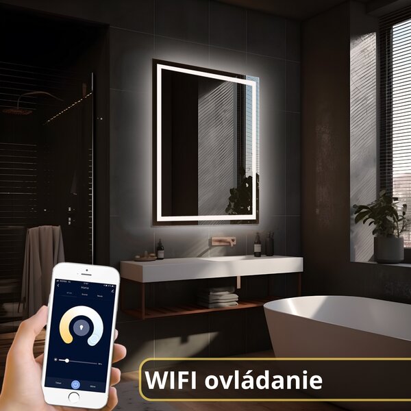 LED zrkadlo Moderna - Vertikálne Veľkosť Zrkadla (šírka x výška): 50x50 cm, Ovládanie: diaľkový ovládač - biely (+40€), Farba osvetlenia: Studená biela (+0€)