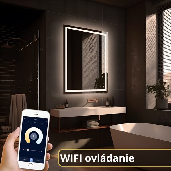 LED zrkadlo Moderna - Vertikálne Veľkosť Zrkadla (šírka x výška): 50x50 cm, Ovládanie: diaľkový ovládač - biely (+40€), Farba osvetlenia: Studená biela (+0€)