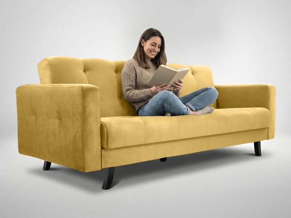Rozkladacia pohovka s úložným priestorom Lisabon - žltá