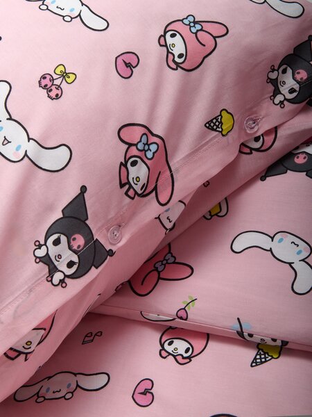 Sinsay - Bavlnená posteľná súprava Hello Kitty and Friends - ružová