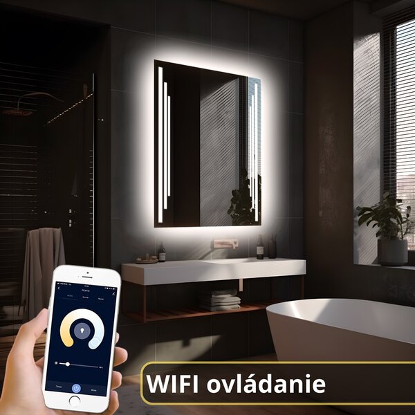 LED zrkadlo Art Deco Aumentato - Vertikálne Veľkosť Zrkadla (šírka x výška): 50x50 cm, Ovládanie: wifi aplikácia (+30€), Farba osvetlenia: Studená biela (+0€)