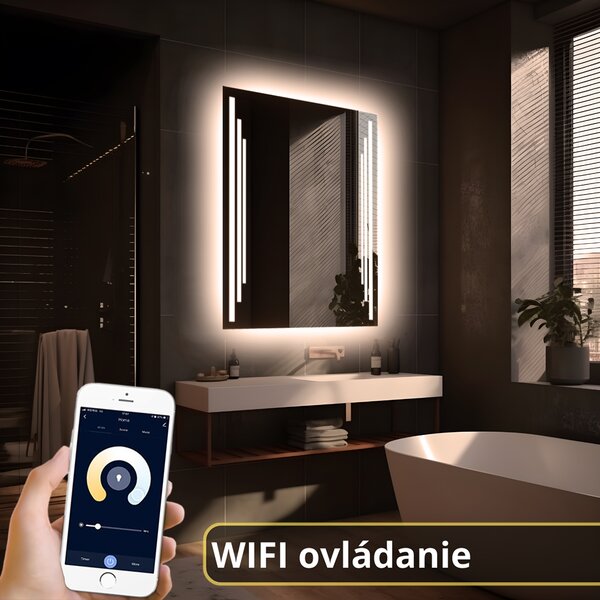 LED zrkadlo Art Deco Aumentato - Vertikálne Veľkosť Zrkadla (šírka x výška): 50x50 cm, Ovládanie: wifi aplikácia (+30€), Farba osvetlenia: Studená biela (+0€)