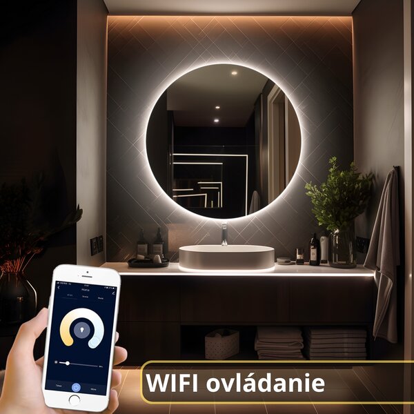 LED zrkadlo Romantico - Kruhové Ovládanie: wifi aplikácia (+30€), Farba osvetlenia: Studená biela (+0€), Veľkosť Kruhové Zrkadlá: 60 cm
