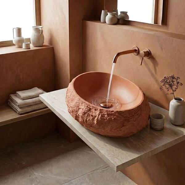 Rea Mika, umývadlo na dosku 500x380x150 mm, terracotta-imitácia kameňa, REA-U7349