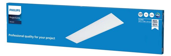 Philips ProjectLine LED panel biely 4000K 120x30cm, Biela / opálová, Pracovňa / Kancelária, kov, Zapustené stropné svietidlo