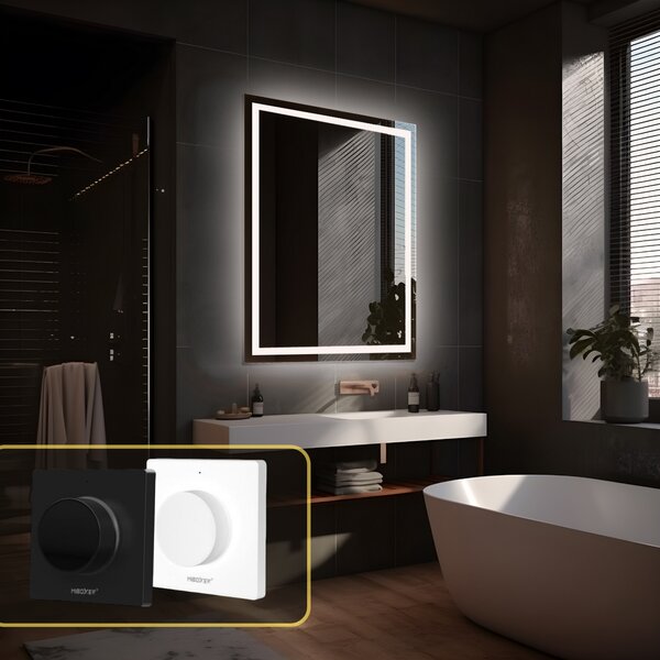 LED zrkadlo Moderna 50x70cm neutrálna biela - diaľkový ovládač Farba diaľkového ovládača: Čierna