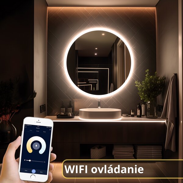 LED zrkadlo Classico - Kruhové Ovládanie: wifi aplikácia (+30€), Farba osvetlenia: Studená biela (+0€), Veľkosť Kruhové Zrkadlá: 60 cm
