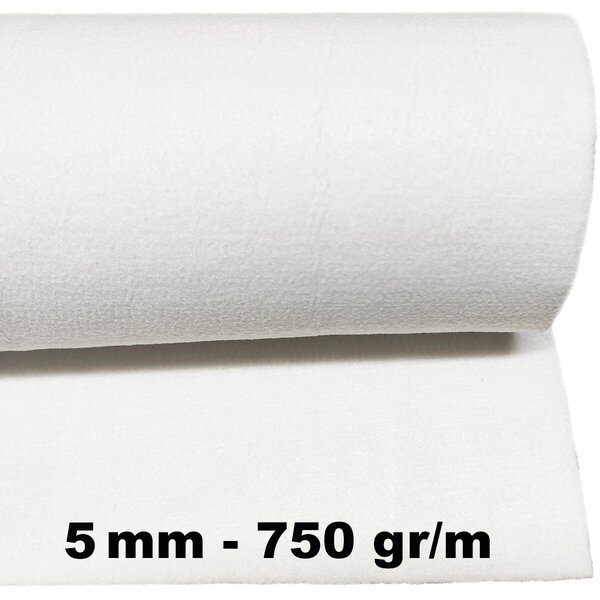 Technický filc 5 mm, farba bílá, metráž 150 cm
