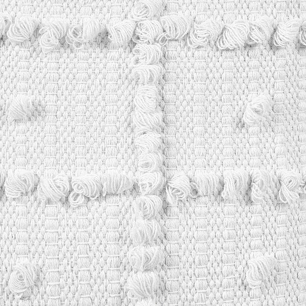 Taburet biela bavlna polystyrénový granulát 40 x 40 x 40 cm štvorcový tvar geometrický vzor moderný štýl puf podnožka obývačka spálňa