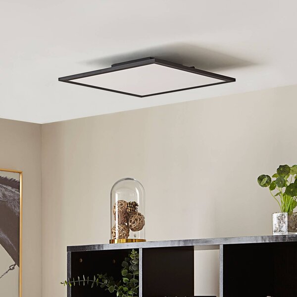 Lindby LED panel Lamin, čierny, 40 cm, stmievateľný, diaľkové ovládanie, Čierna, Obývacia izba / jedáleň, Moderný, Stropné svetlo