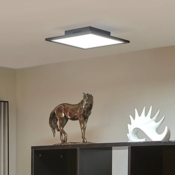 Lindby LED panel Lamin, čierny, 30 cm, stmievateľný, diaľkové ovládanie, Čierna, Obývacia izba / jedáleň, Moderný, Stropné svetlo