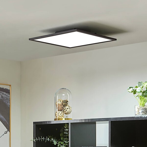 Lindby LED panel Lamin, čierny, 40 cm, stmievateľný, diaľkové ovládanie, Čierna, Obývacia izba / jedáleň, Moderný, Stropné svetlo