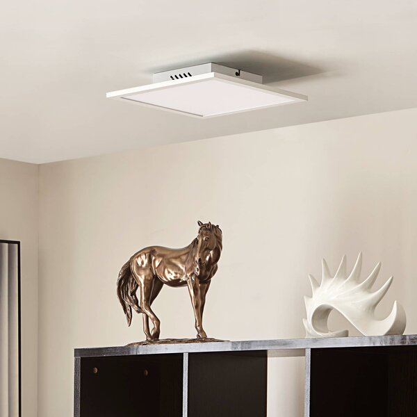 Lindby LED panel Lamin, biely, 30 cm, stmievateľný, diaľkové ovládanie, Biela / opálová, Obývacia izba / jedáleň, Moderný, Stropné svetlo